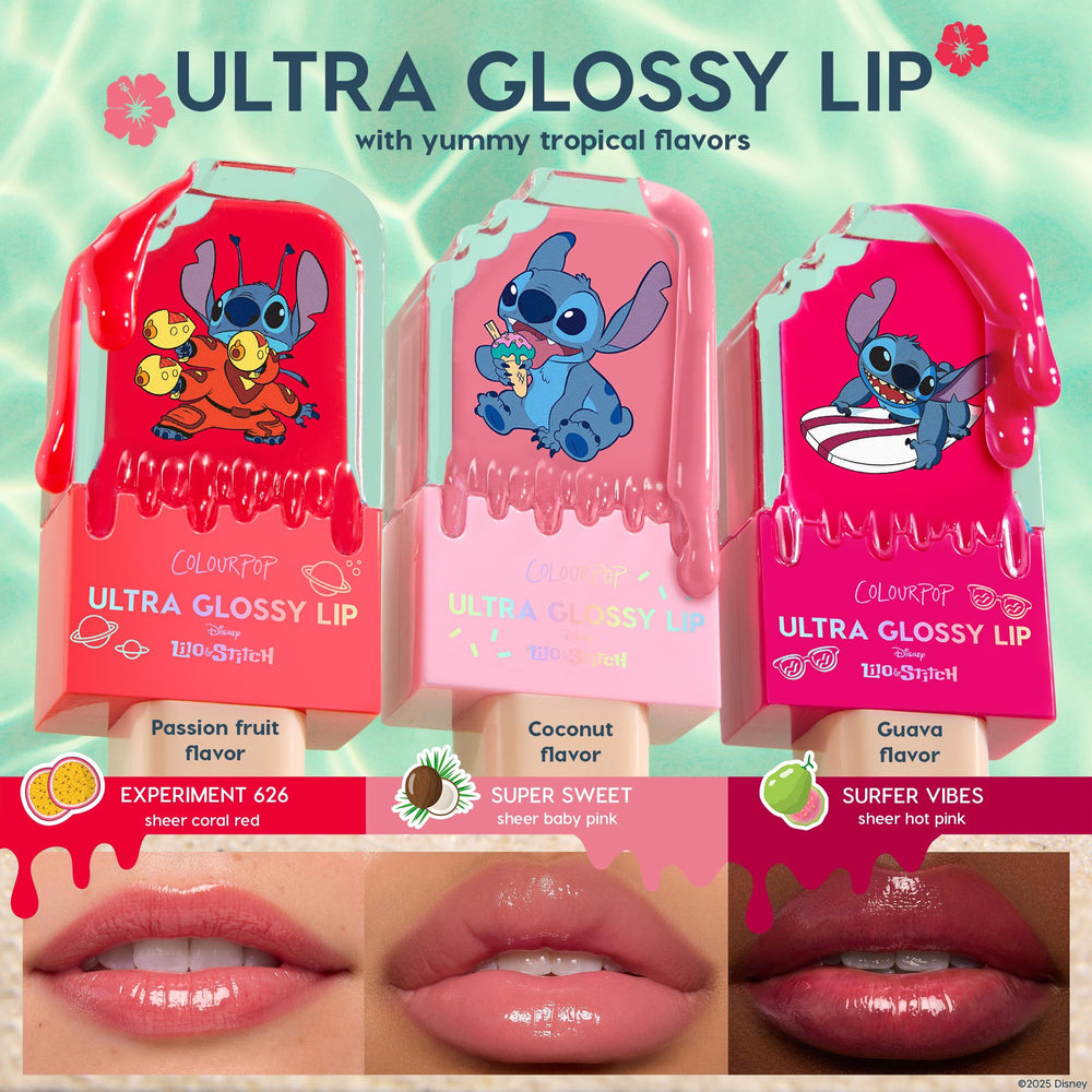 ColourPop Stitch lip gloss hydrates lips with Hyaluronic Acid and Kakadu Plum.
