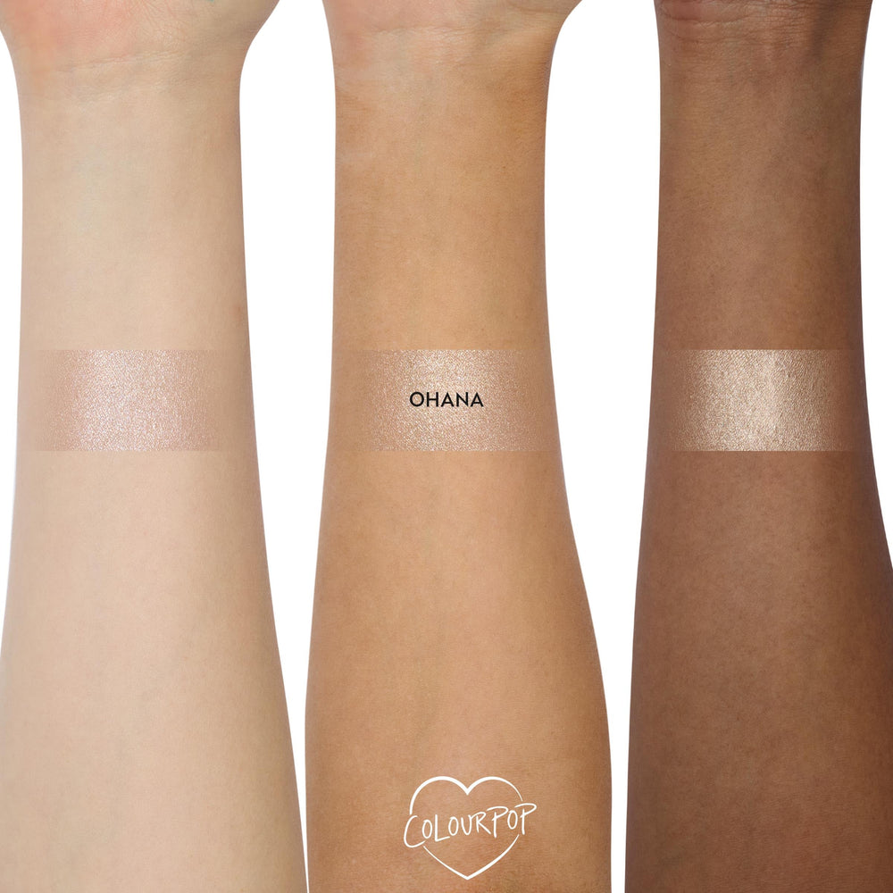ColourPop Stitch Ohana Highlighter shoulders and collarbone glow