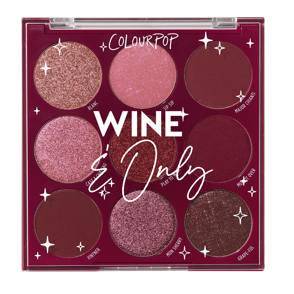 ColourPop Wine & Only eyeshadow palette front view showcasing burgundy tones for bold eye looks