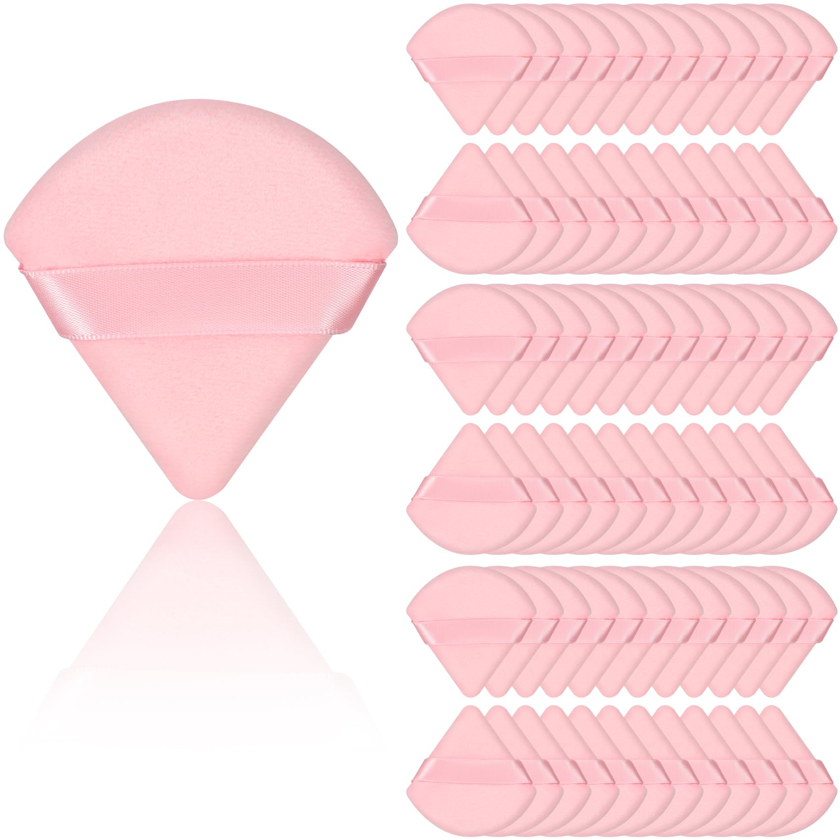 Colovis pink triangle powder puff pack, portable for daily makeup touch-ups.