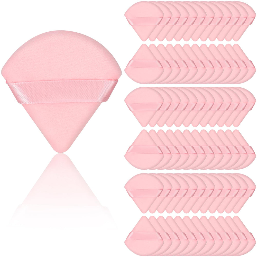 Colovis pink triangle powder puff pack, portable for daily makeup touch-ups.
