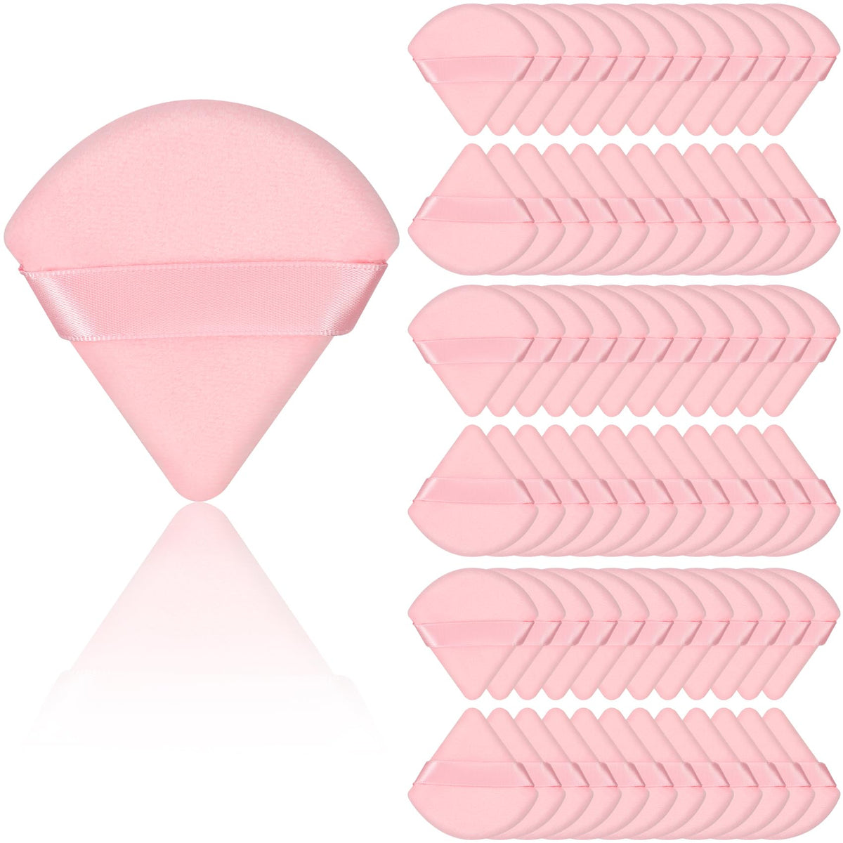 Colovis pink triangle powder puff pack, portable for daily makeup touch-ups.