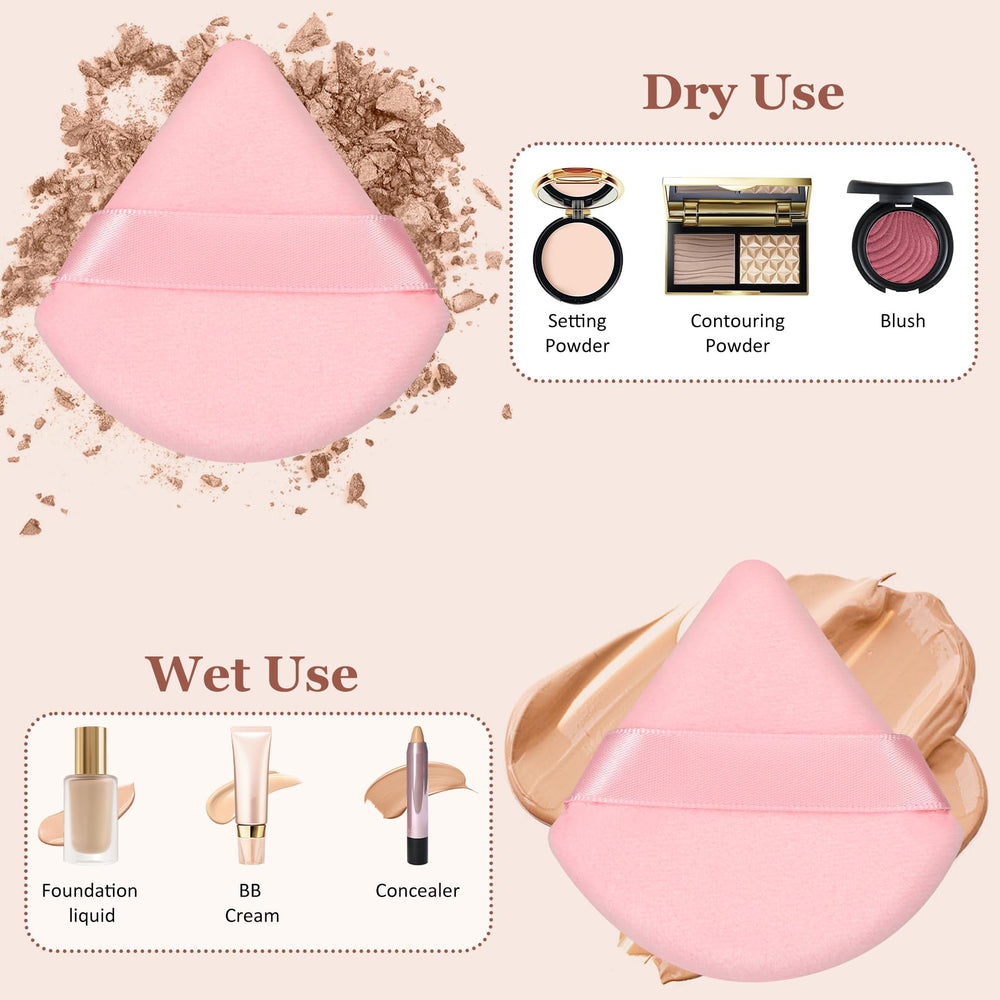 Colovis puff demonstrates wet-use with liquid foundation for even coverage.
