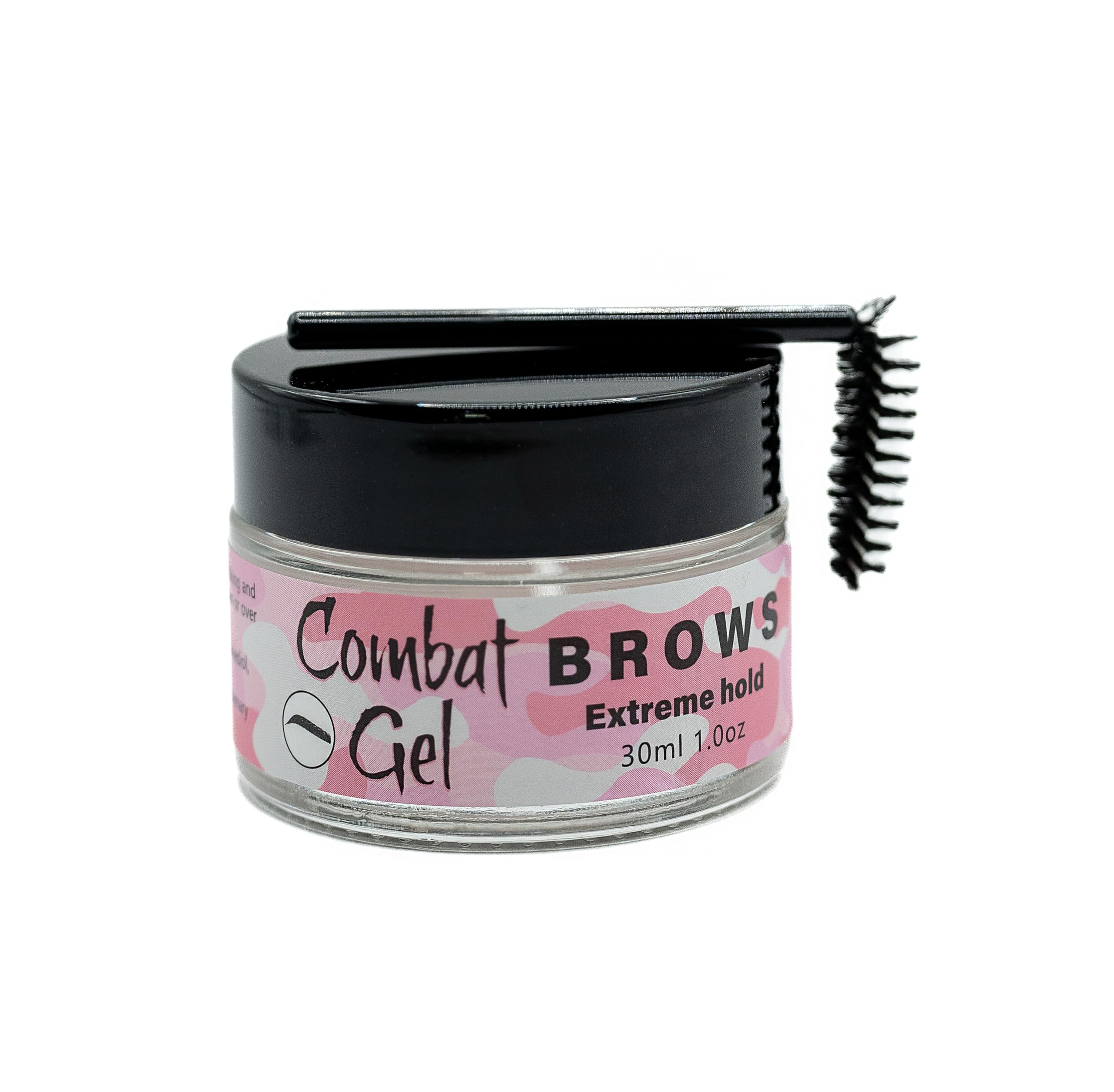 Combat Brow Gel brush in action for precise brow shaping.