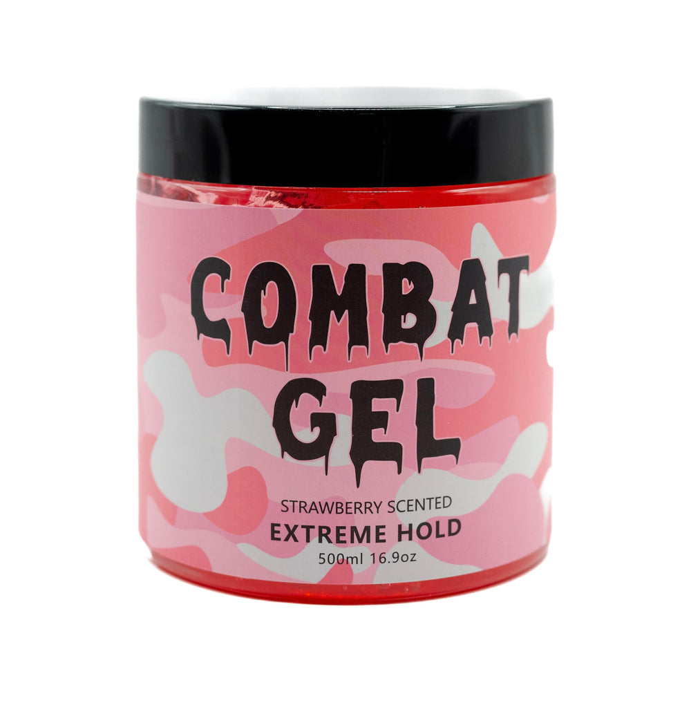 Combat Gel extreme hold hair application demonstrates precise styling for defined curls.
