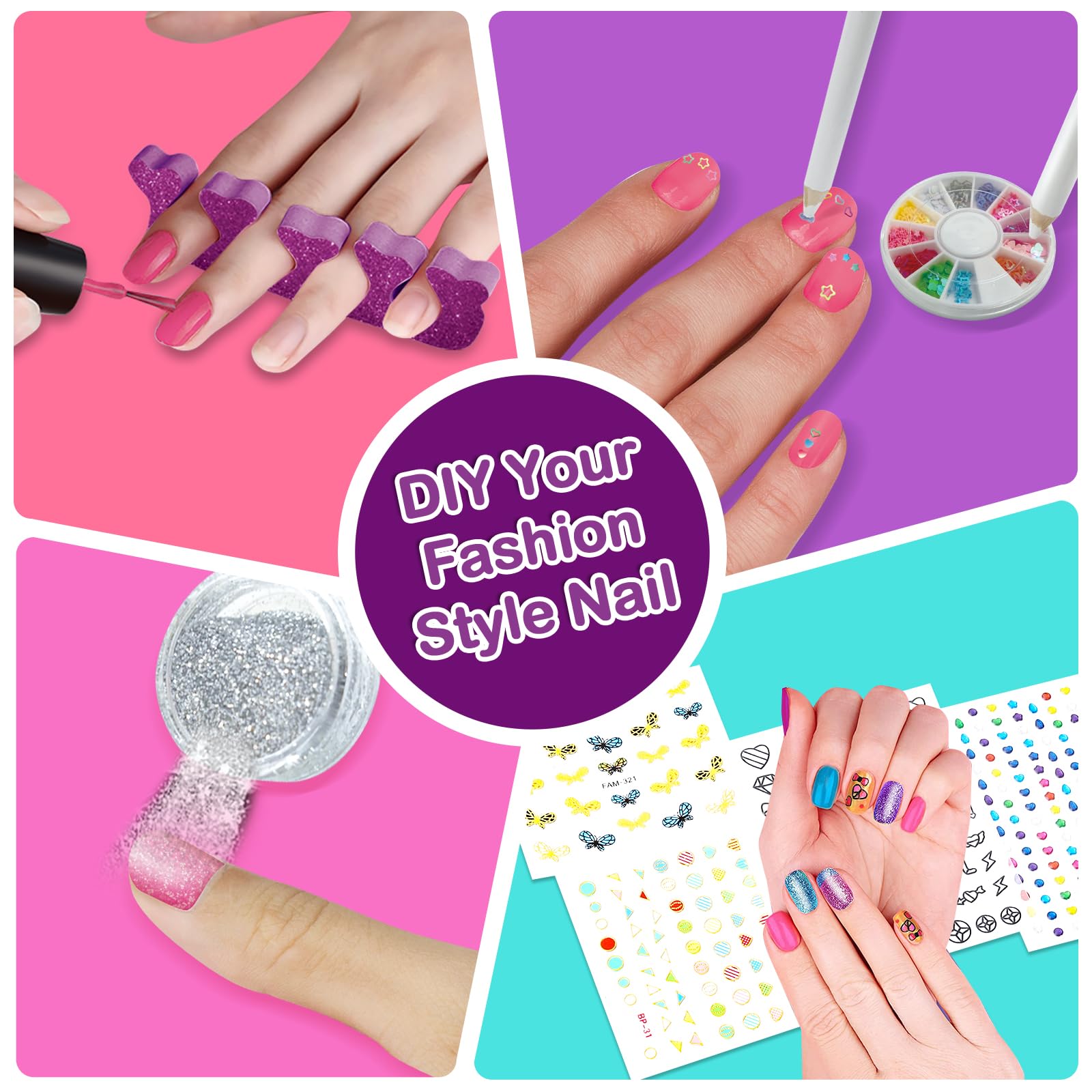 Combaybe cartoon stickers invite playful, unique manicure ideas.