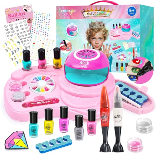 Combaybe kids nail polish set on a tidy desk for mess-free creativity.