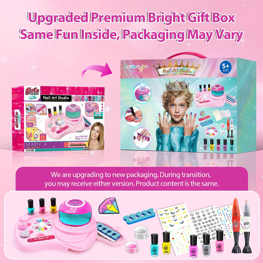 Combaybe water-based nail polishes offer easy removal and safe play.