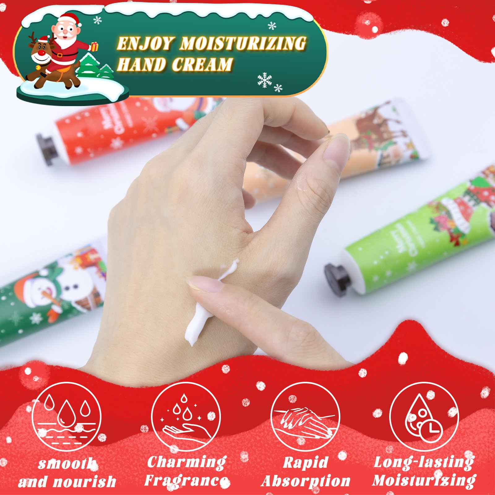 Comdian Christmas hand cream packaging display shows bulk gift-ready stocking stuffers.