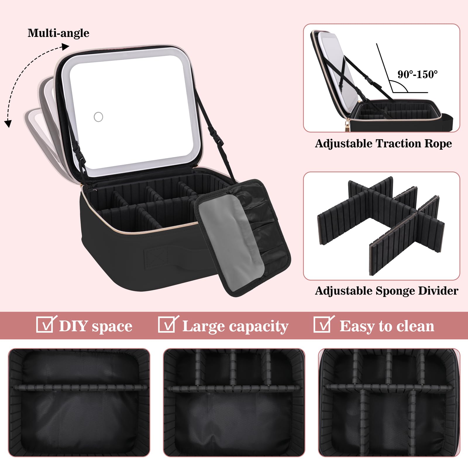 Comeacross makeup bag waterproof leather for durable cosmetics protection.