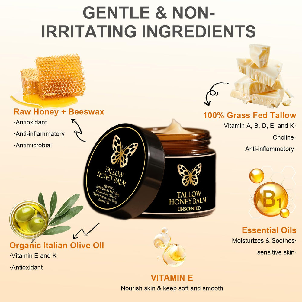 COMFORTENA Tallow Honey Balm on face and body for versatile hydration