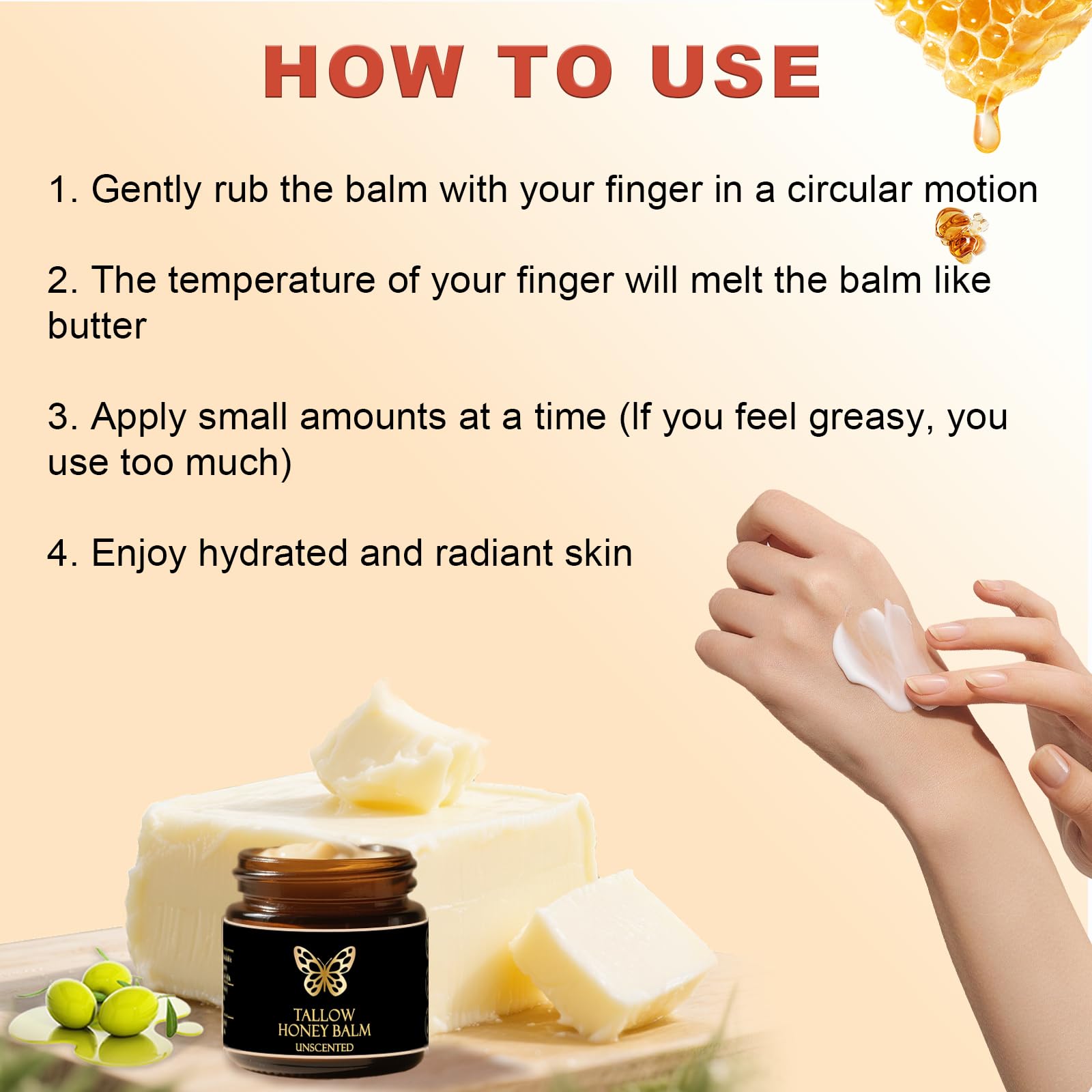 COMFORTENA Tallow Honey Balm packaging highlights natural formula