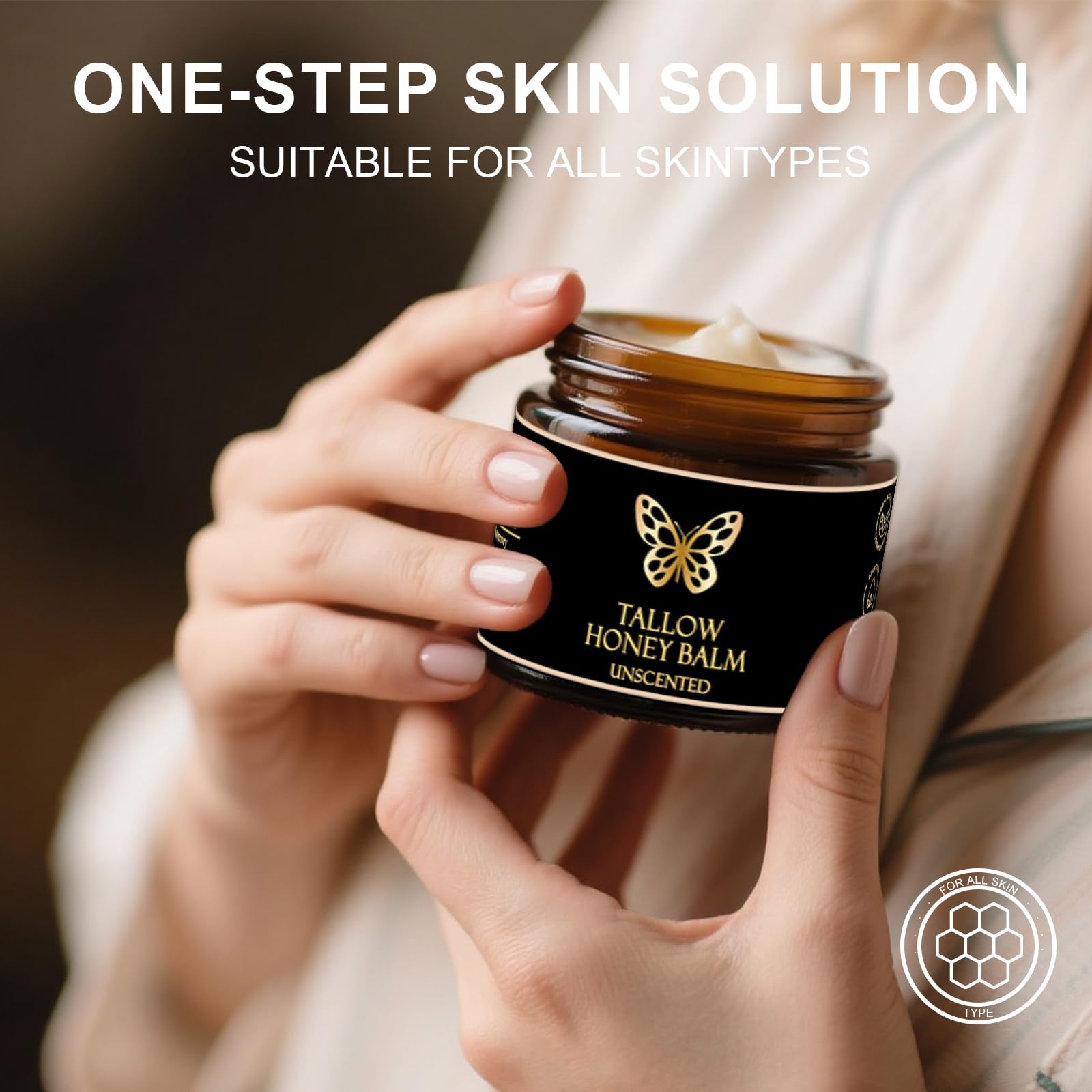 COMFORTENA Tallow Honey Balm texture close-up shows creamy hydration