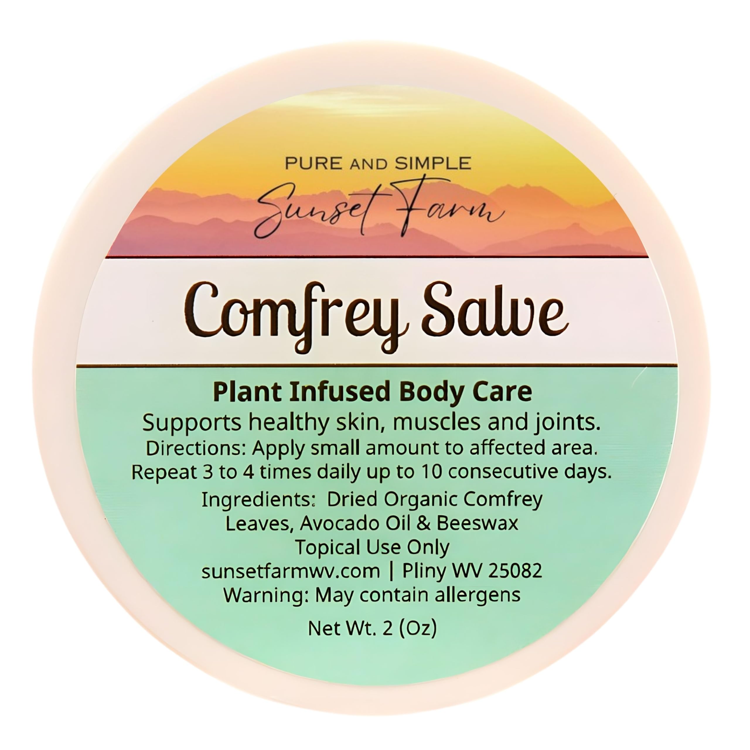 Comfrey Salve 2oz jar close-up for daily skin nourishment.