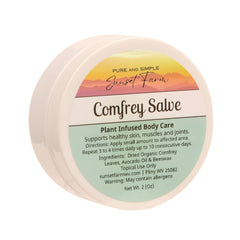 Comfrey Salve farm-grown leaves steeped in oil for natural care.