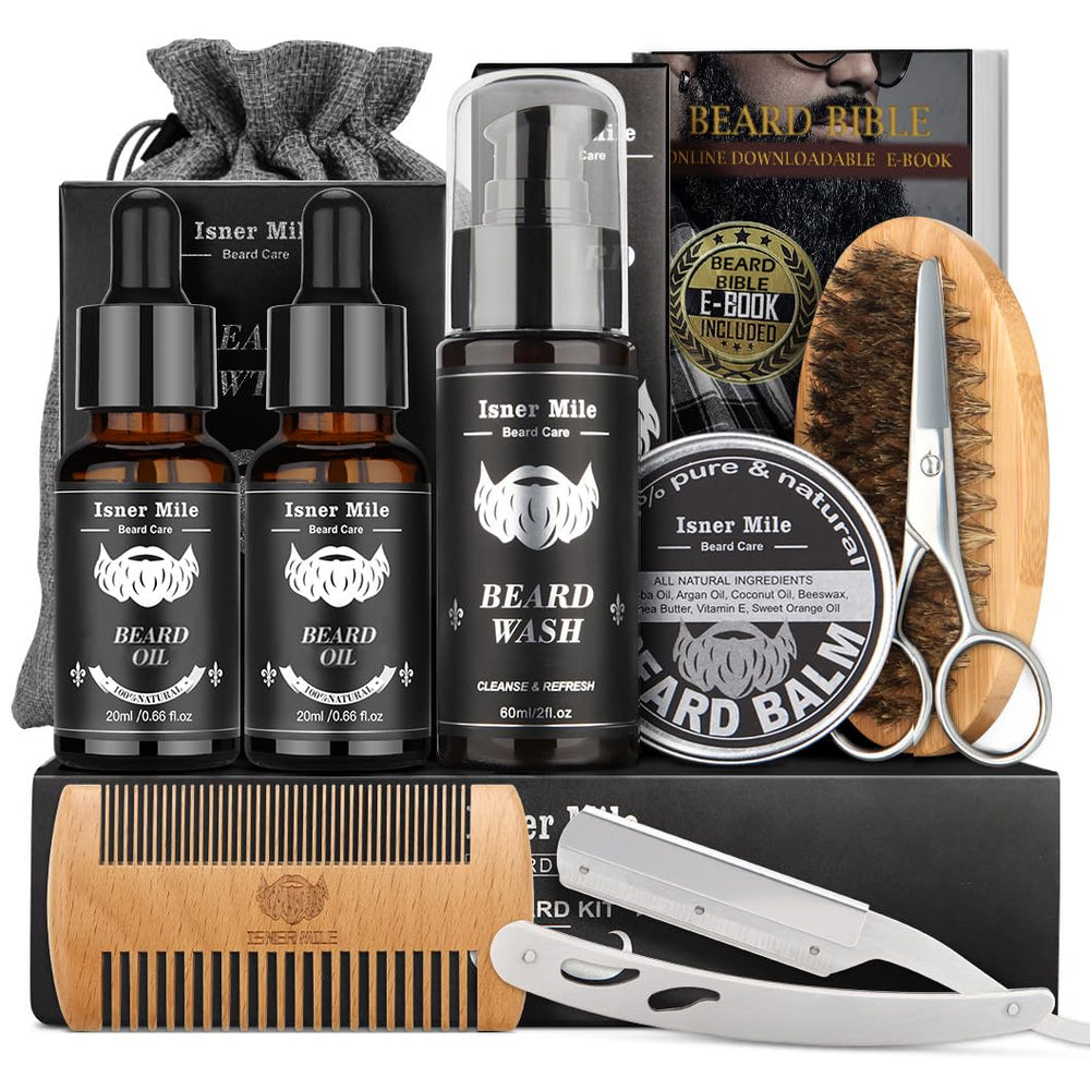 Comfy Mate beard kit packaging—neatly organized, gift-ready presentation.