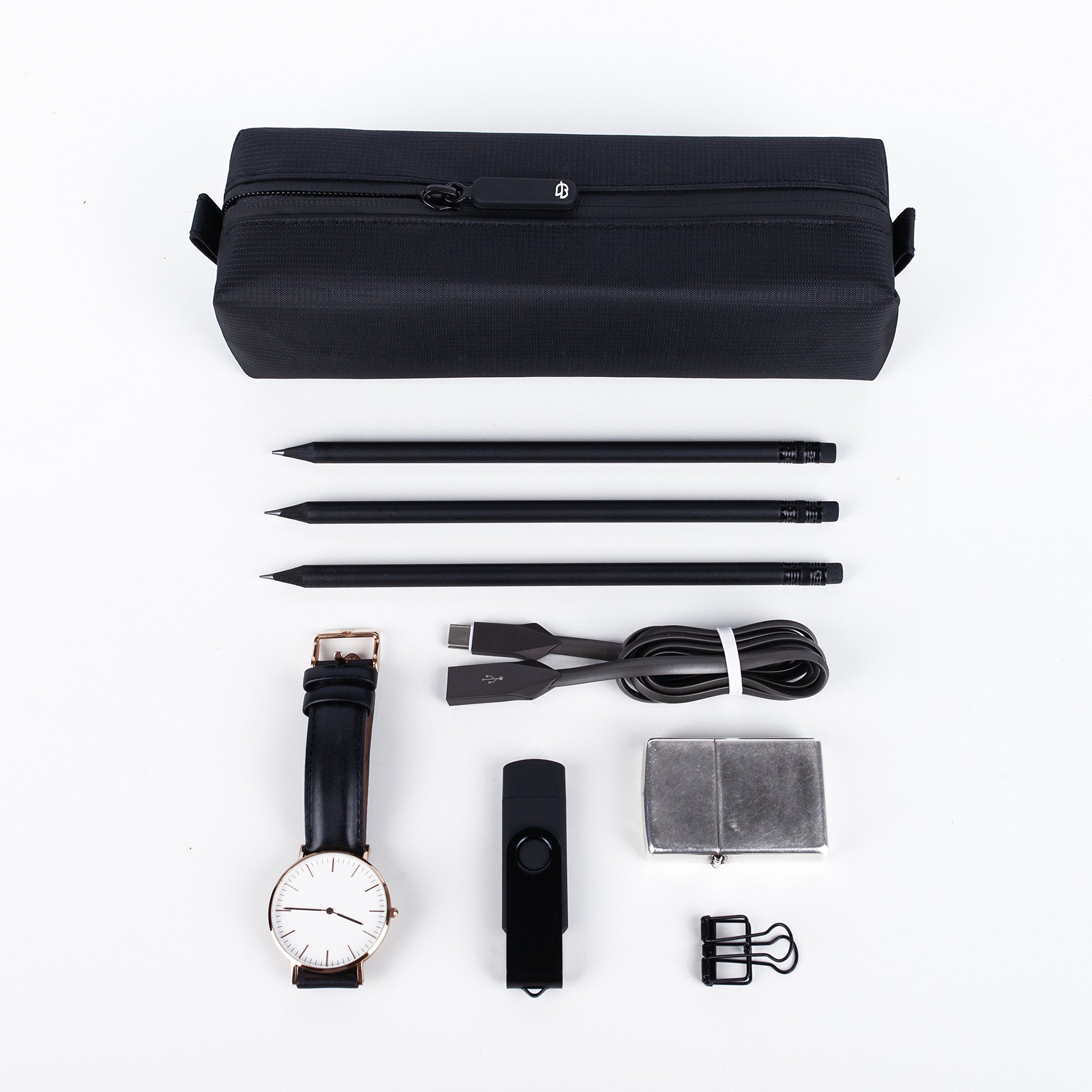 Comfyable blue bag organizes cables and toiletries on business trips.