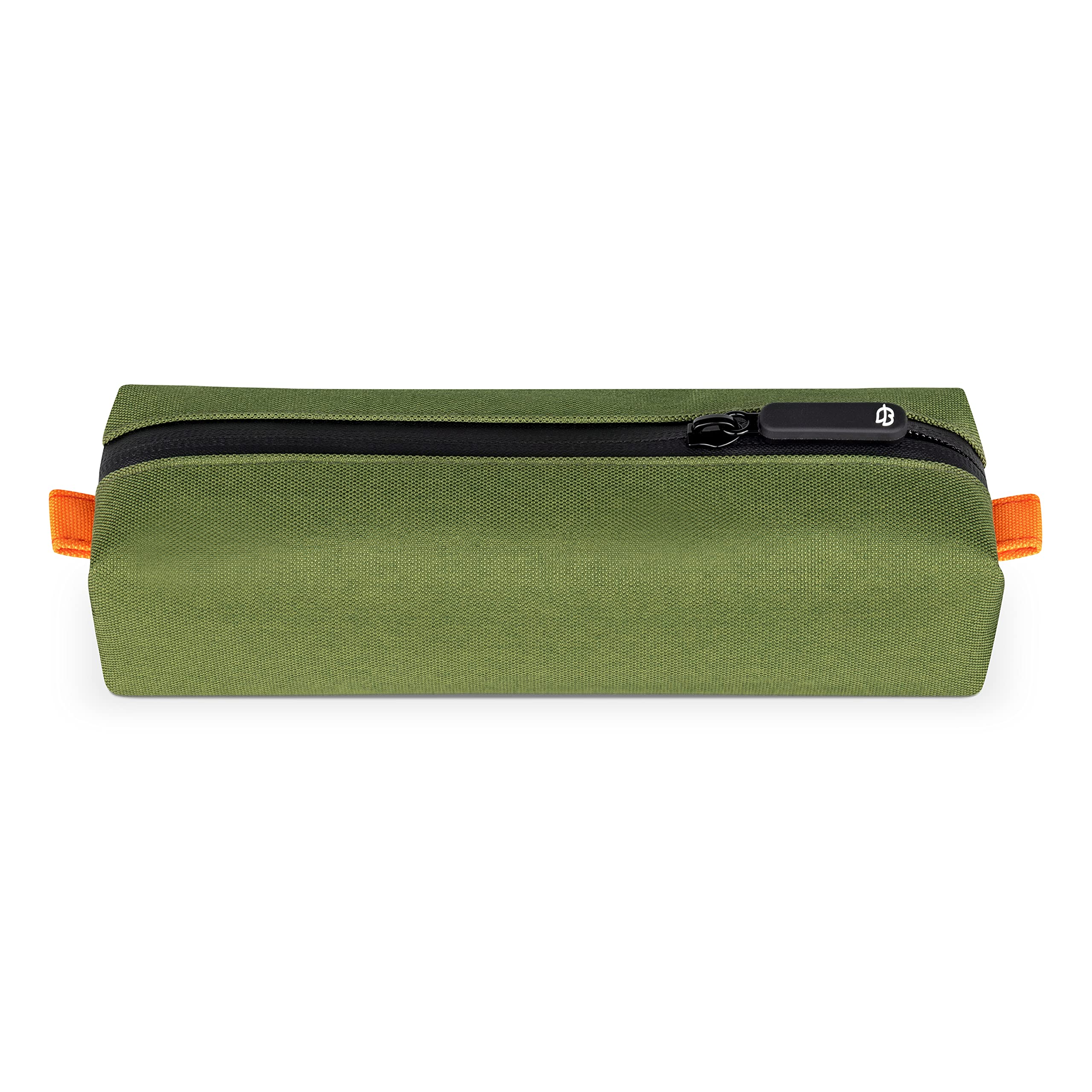 Comfyable small toiletry bag in green front view, compact travel-ready for essentials.