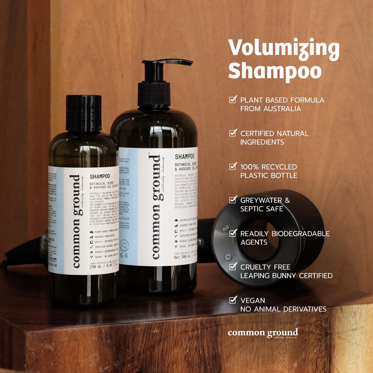 Common Ground magnolia scented bottle conveys botanical fragrance for refreshing wash