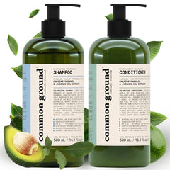 Common Ground volumizing shampoo bottle showing body enhancing formula for fuller hair