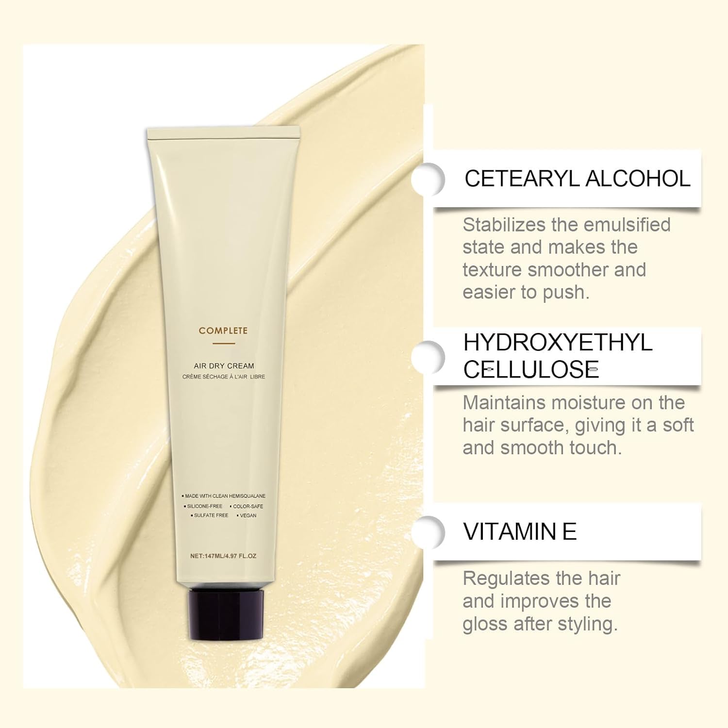 Complete Air Dry Cream hair application demonstrates no heat styling for all textures