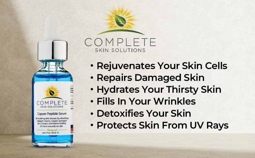Complete Skin Solutions copper peptide serum dropper close-up ideal for daily application