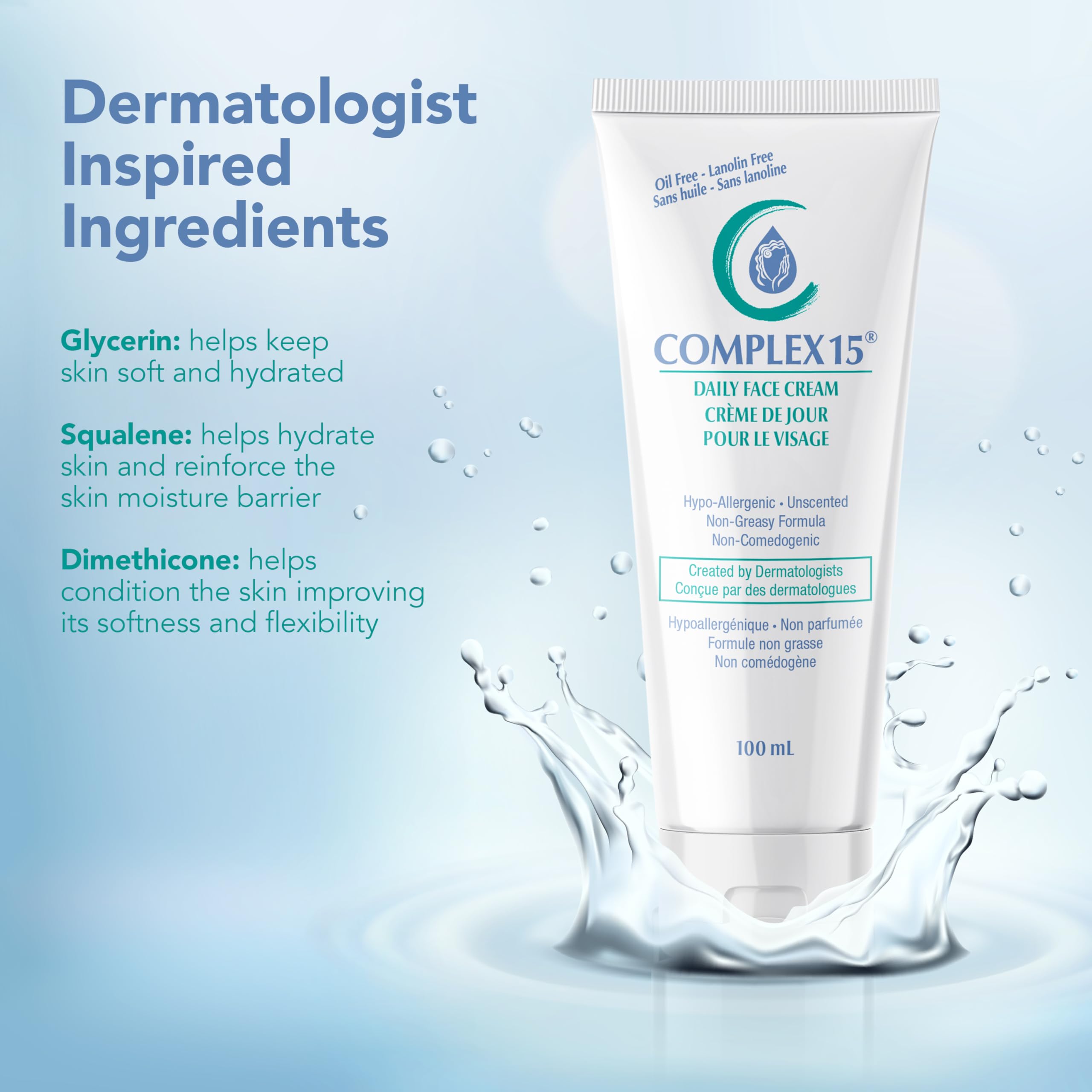 Complex 15 Daily Face Cream on skin during morning routine for hydrated, makeup-ready feel.