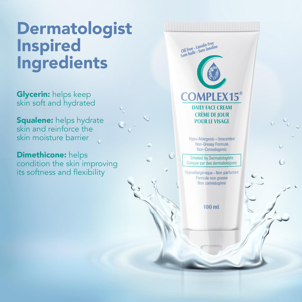 Complex 15 Daily Face Cream on skin during morning routine for hydrated, makeup-ready feel.