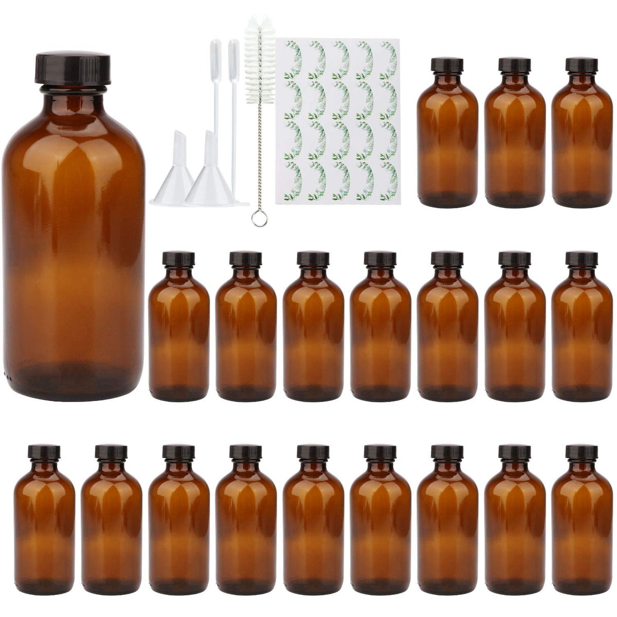 COMUDOT 8oz glass bottle with airtight lid for secure shampoo storage and travel