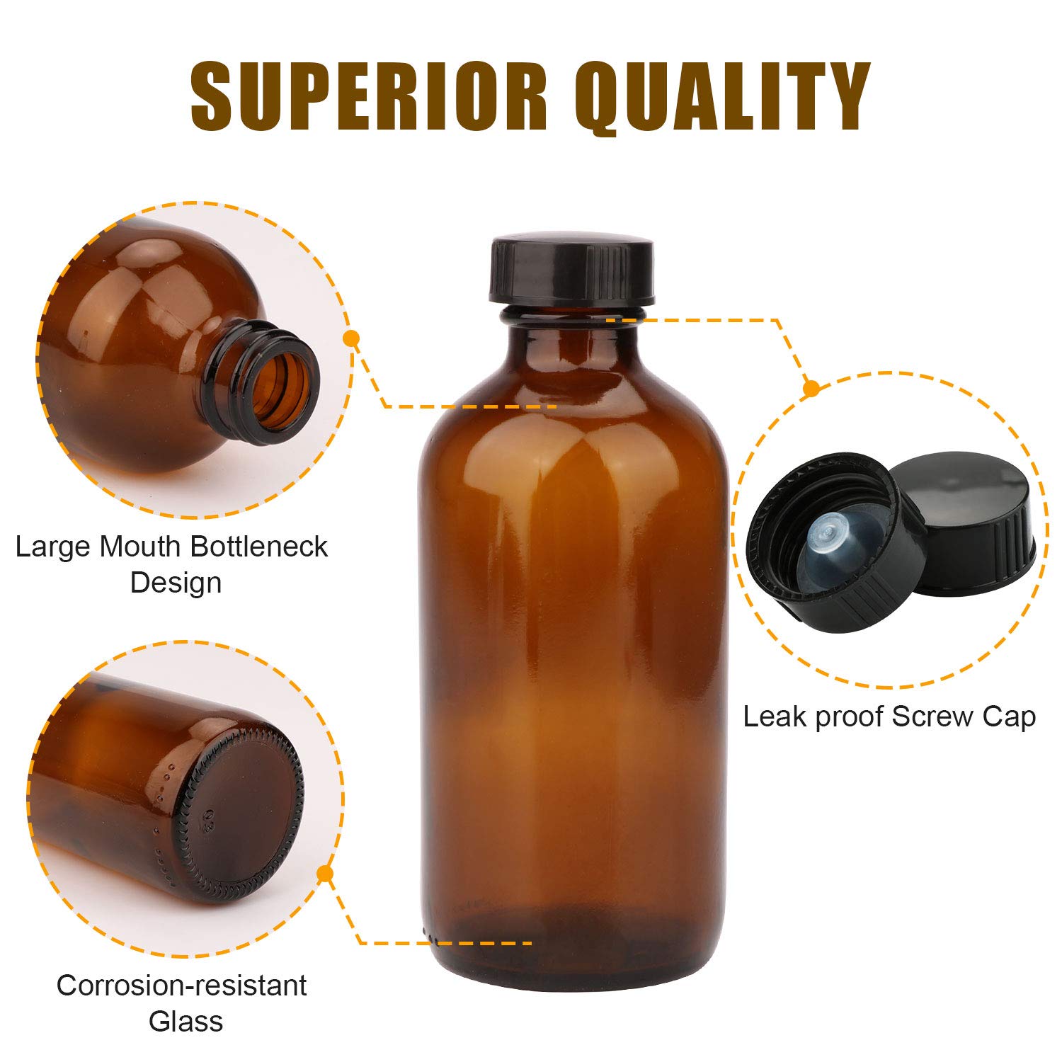 COMUDOT brown glass bottle protects contents from light exposure