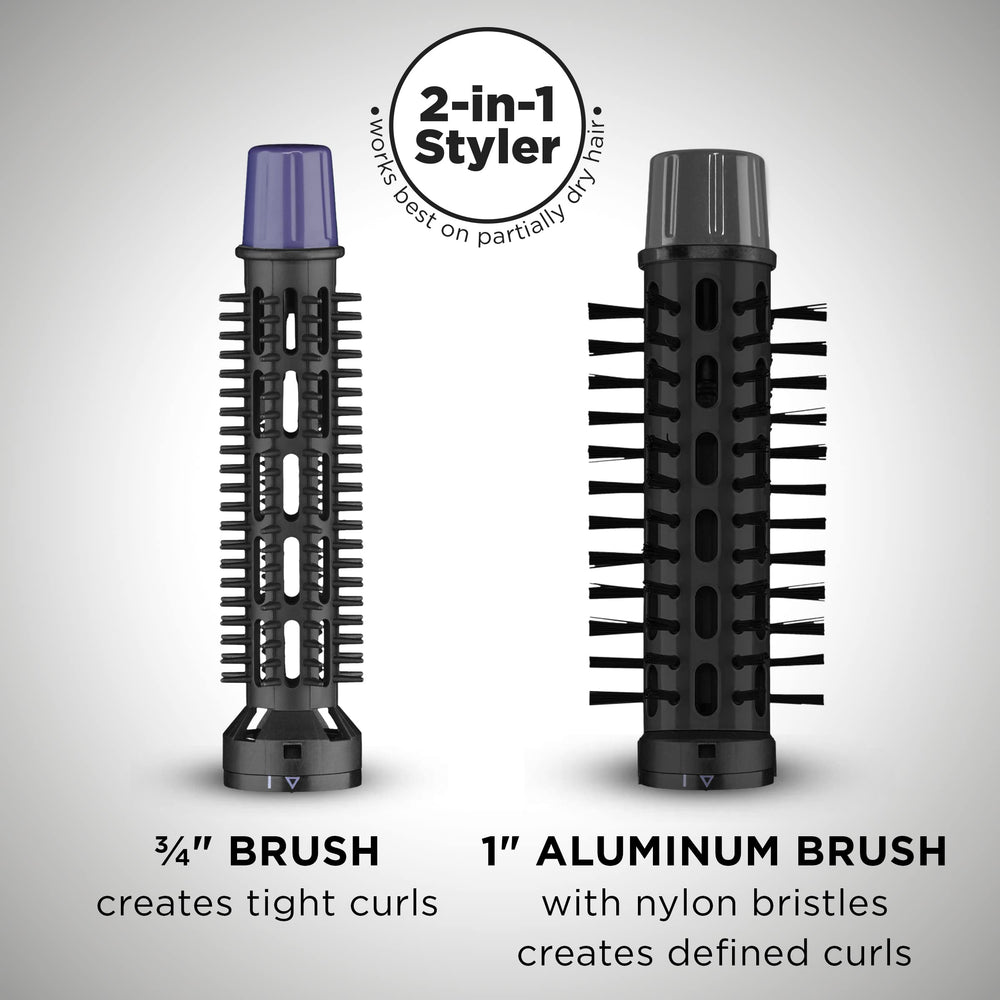 Conair 2-in-1 brush with 1-inch aluminum barrel close-up highlighting heat transfer