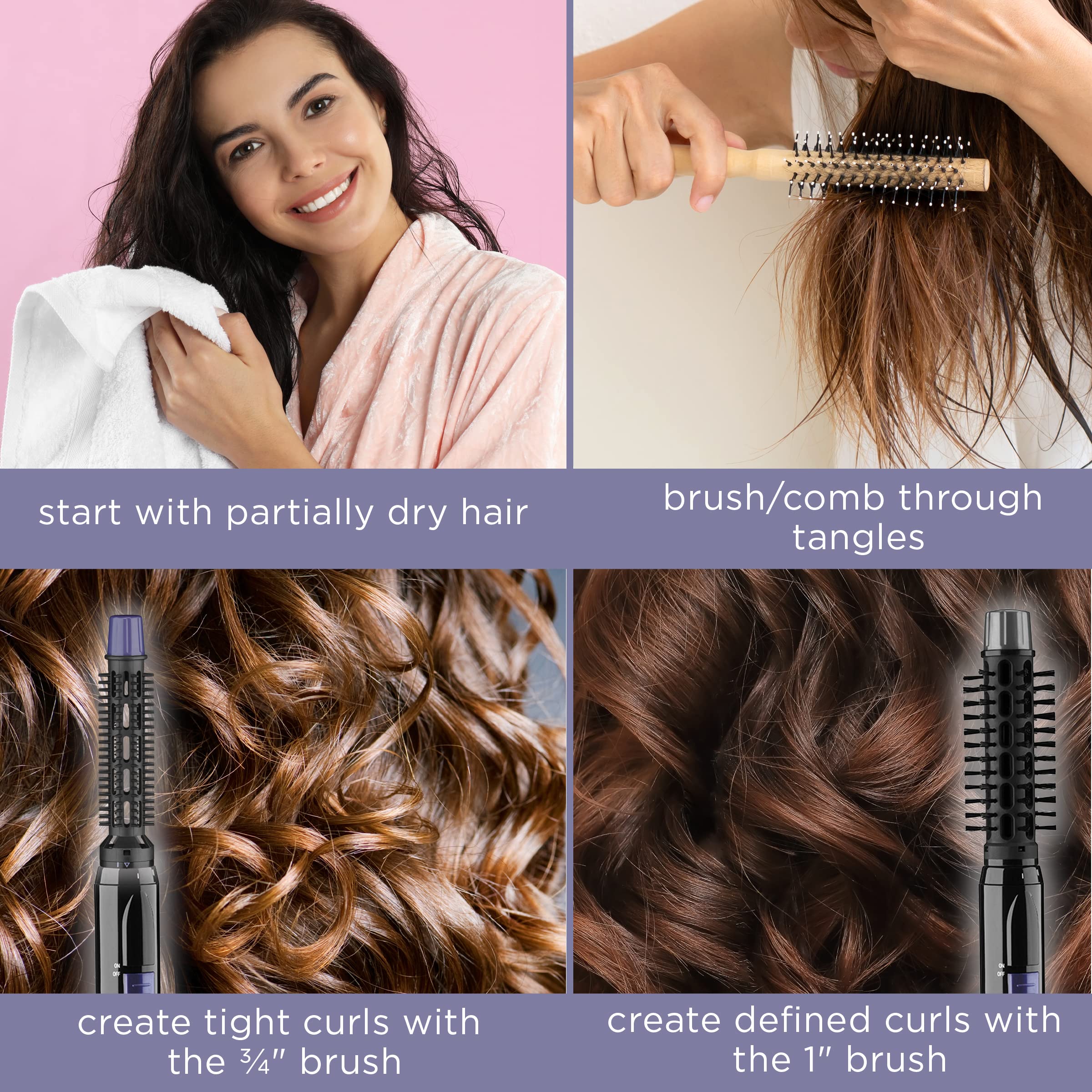 Conair 2-in-1 brush in use for drying and styling a home blowout scenario