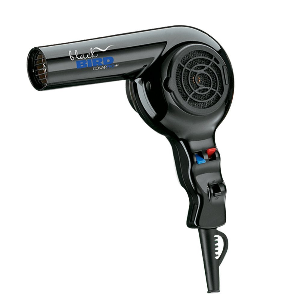 Conair BB075W Pro Blackbird Hair Dryer 2000W closeup shows powerful airflow for quick drying