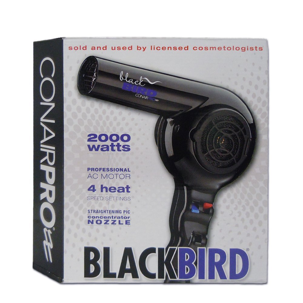 Conair BB075W Pro Blackbird Hair Dryer with narrow barrel for precise styling and efficient heat