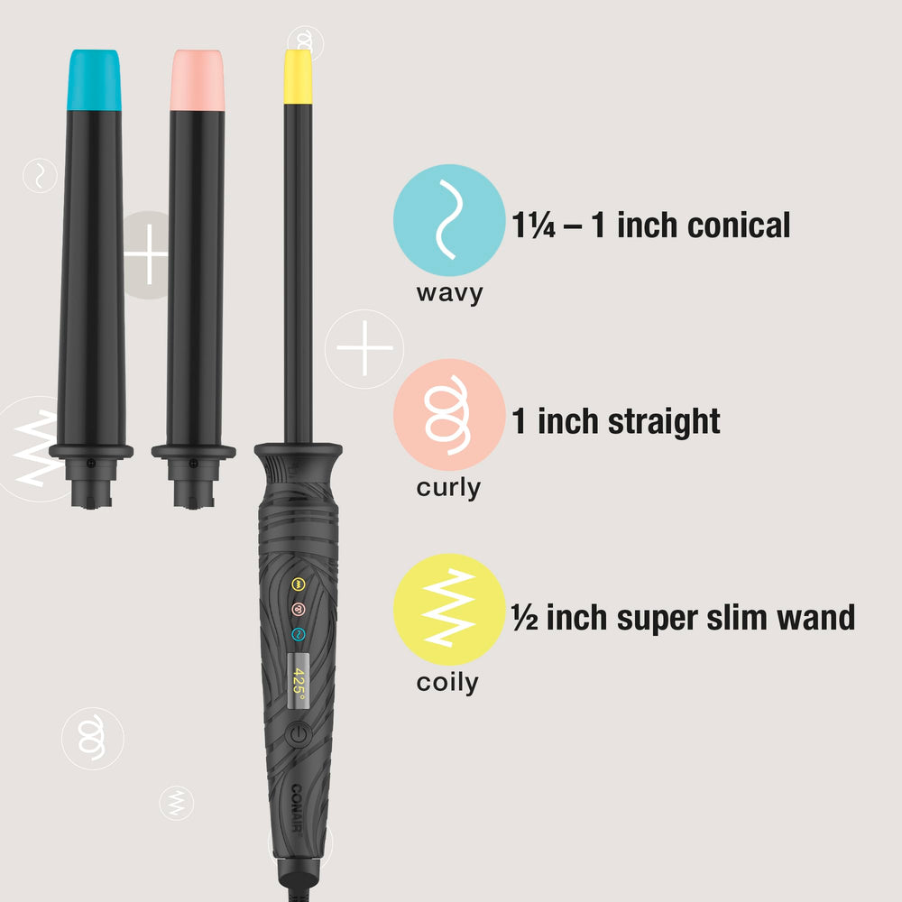 Conair Curl Collective 1-inch straight barrel for classic curls and sleek texture.