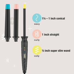 Conair Curl Collective 1-inch straight barrel for classic curls and sleek texture.