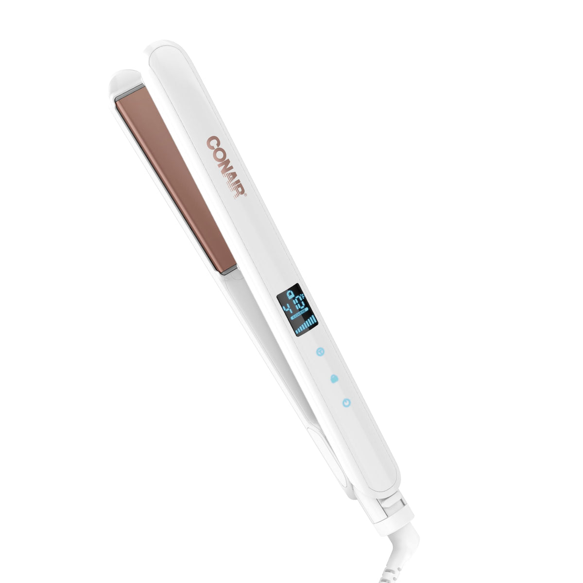 Conair double ceramic flat iron with extra-long plates for faster, smoother straightening.
