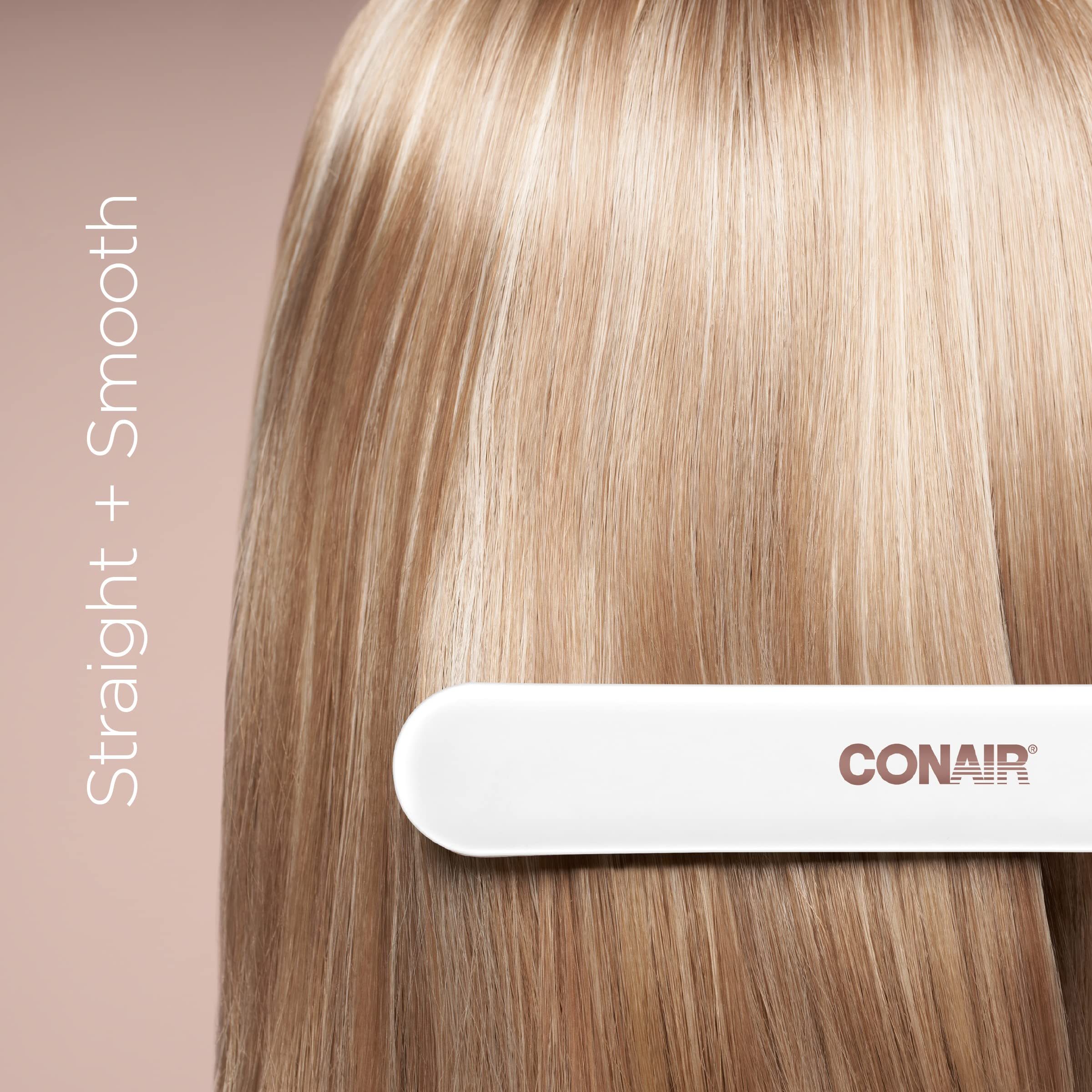 Conair straight hair result from the flat iron with long plates for faster straightening and even shine.