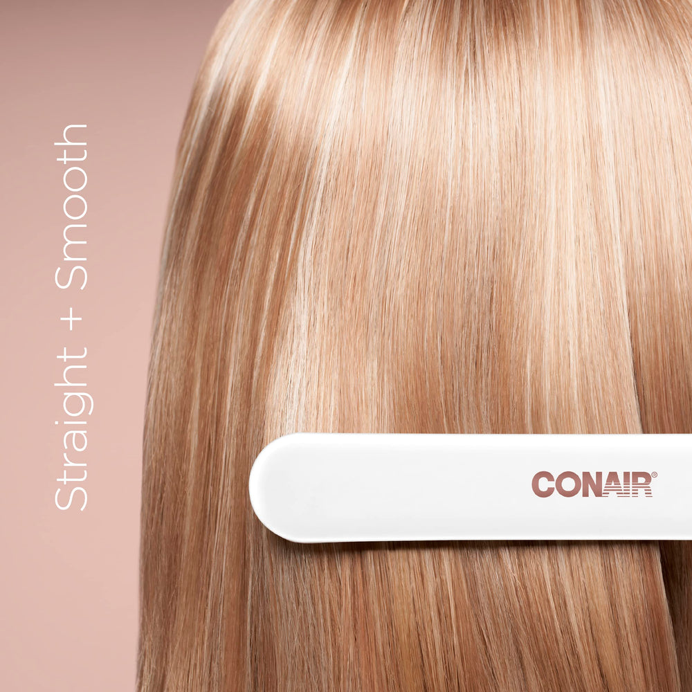 Conair straight hair result from the flat iron with long plates for faster straightening and even shine.