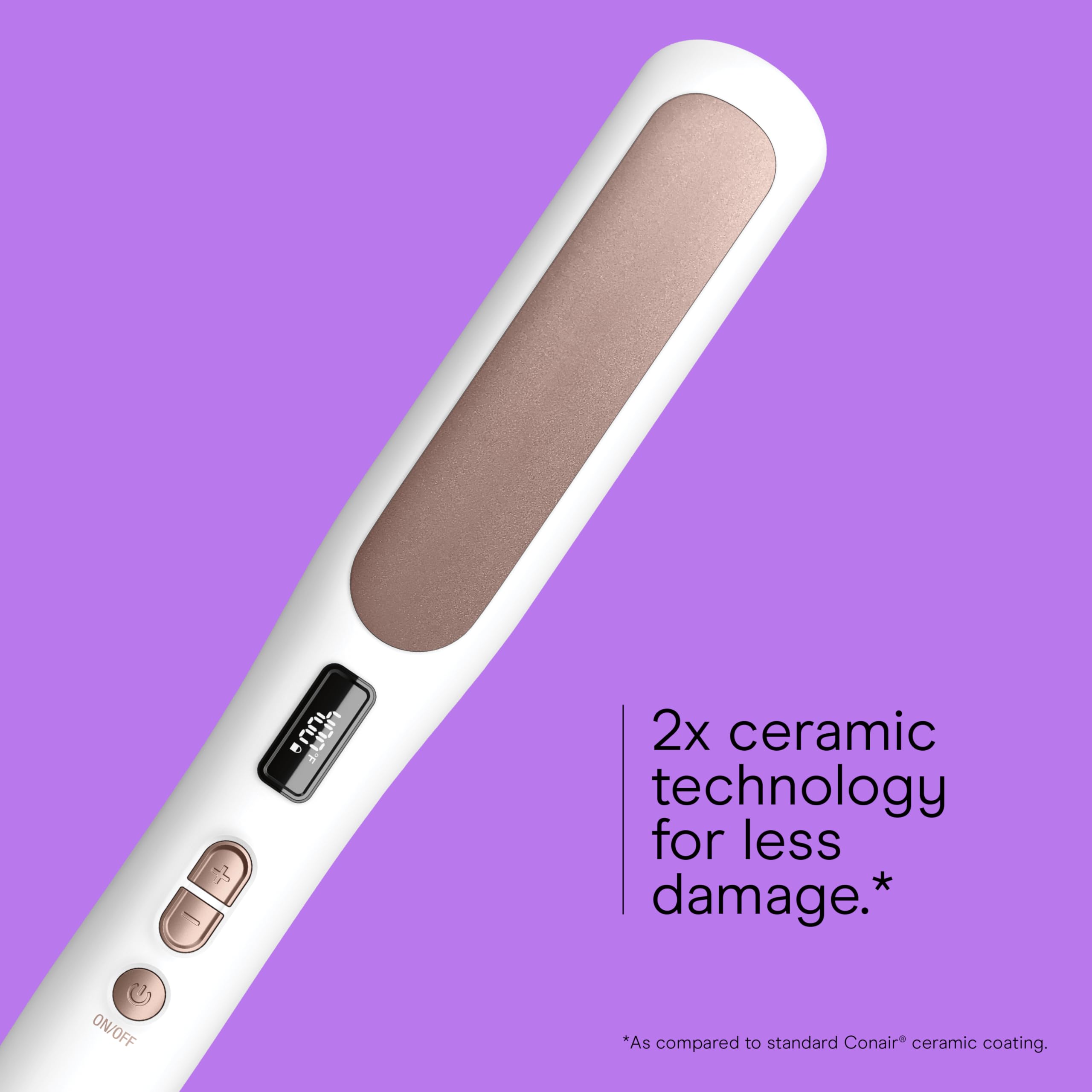 Conair double ceramic straightening brush heat plates close-up anti-scald design