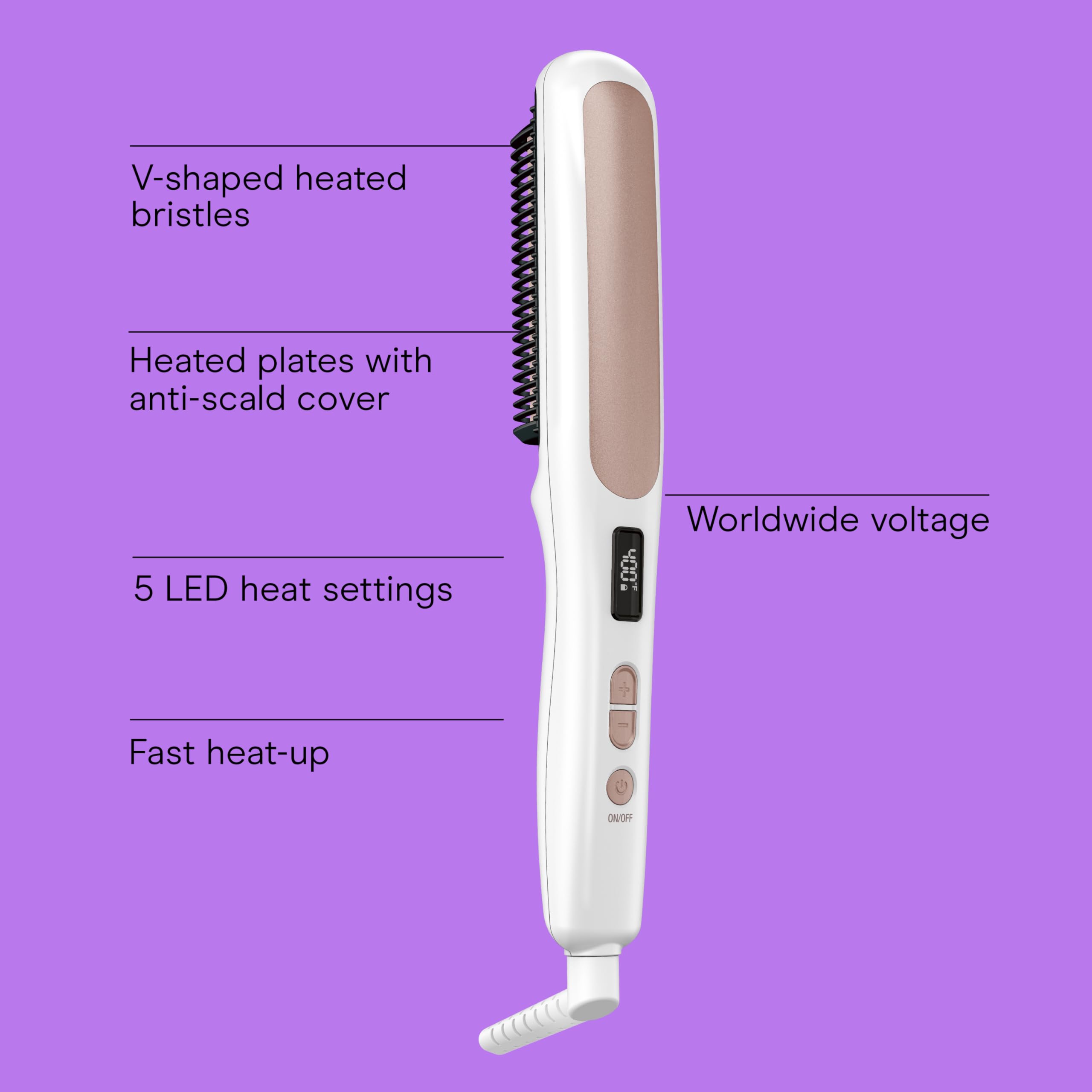 Conair double ceramic straightening brush bristle close-up showing V-shaped grip