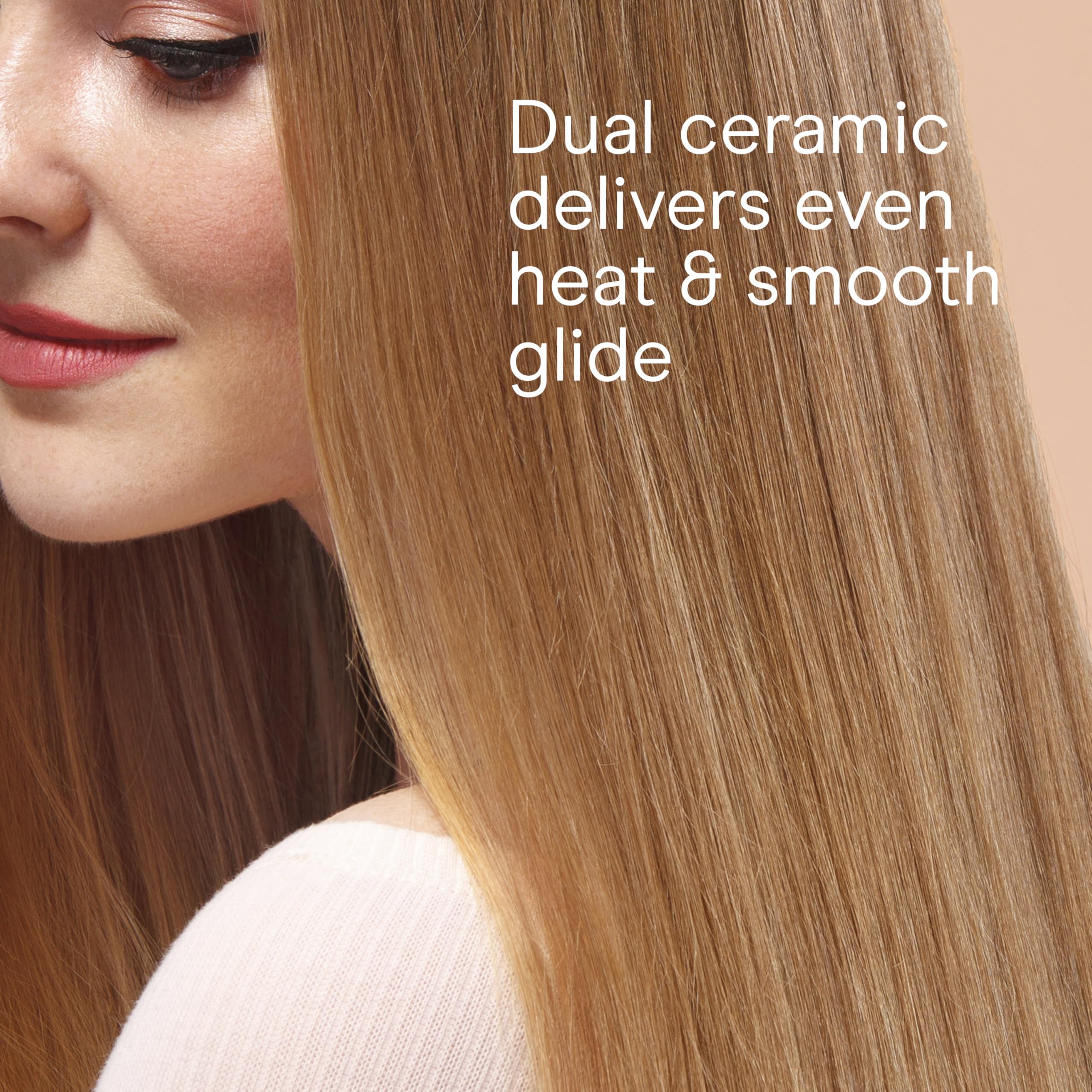 Conair flat iron in use producing sleek looks on hair.