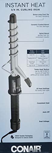 Conair heat-settings-dial offers 25 levels for customized styling results.