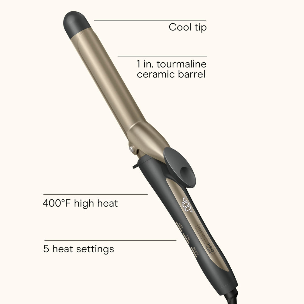 Conair Infiniti Pro digital LED display highlights precise temperature for better styling control.