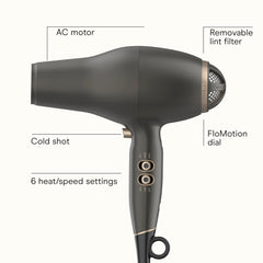 Conair INFINITI PRO FloMotion Pro hair dryer concentrator focuses airflow for sleek, precise styling.