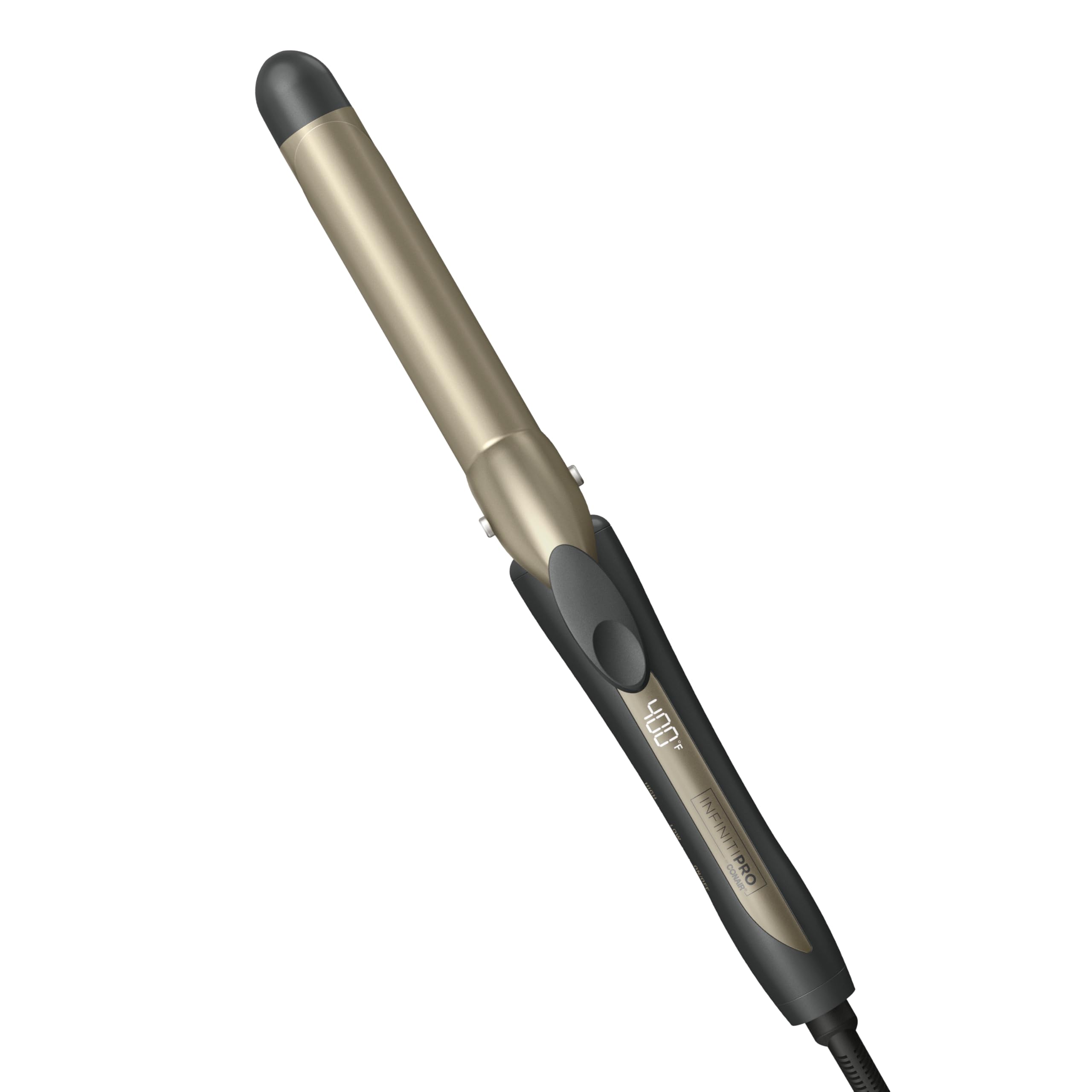 Conair Infiniti Pro tourmaline ceramic 1-inch barrel close-up shows smooth surface with frizz control.