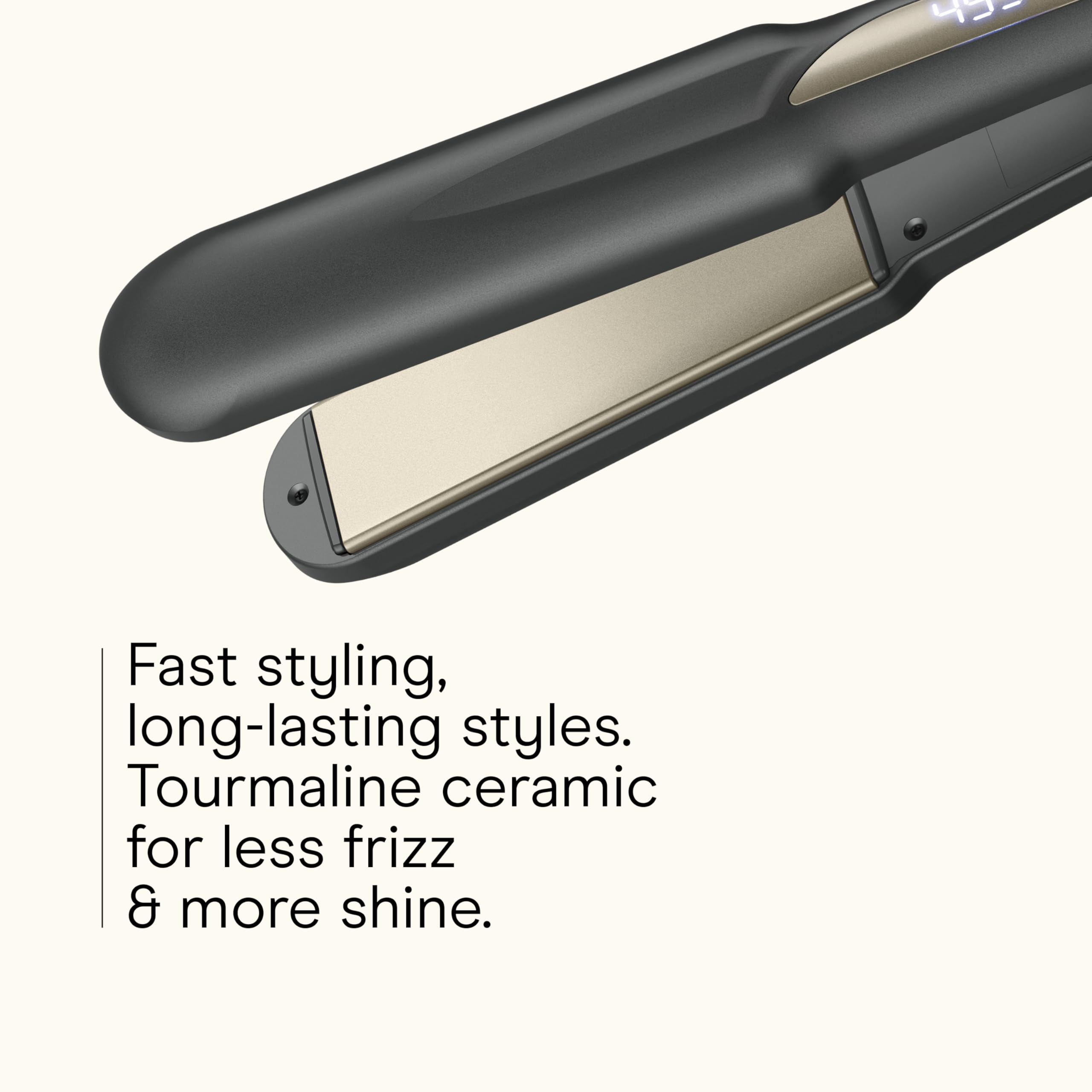 Conair Infinitipro flat iron heat settings up to 455F for versatile styling.