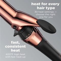 Conair Infinitipro rose gold titanium heat settings display for customizable styling.