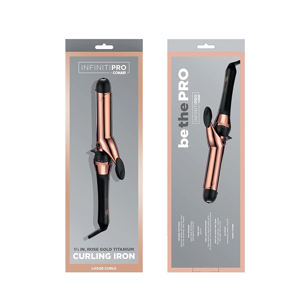 Conair Infinitipro rose gold finish highlighting a premium, shiny styling tool.