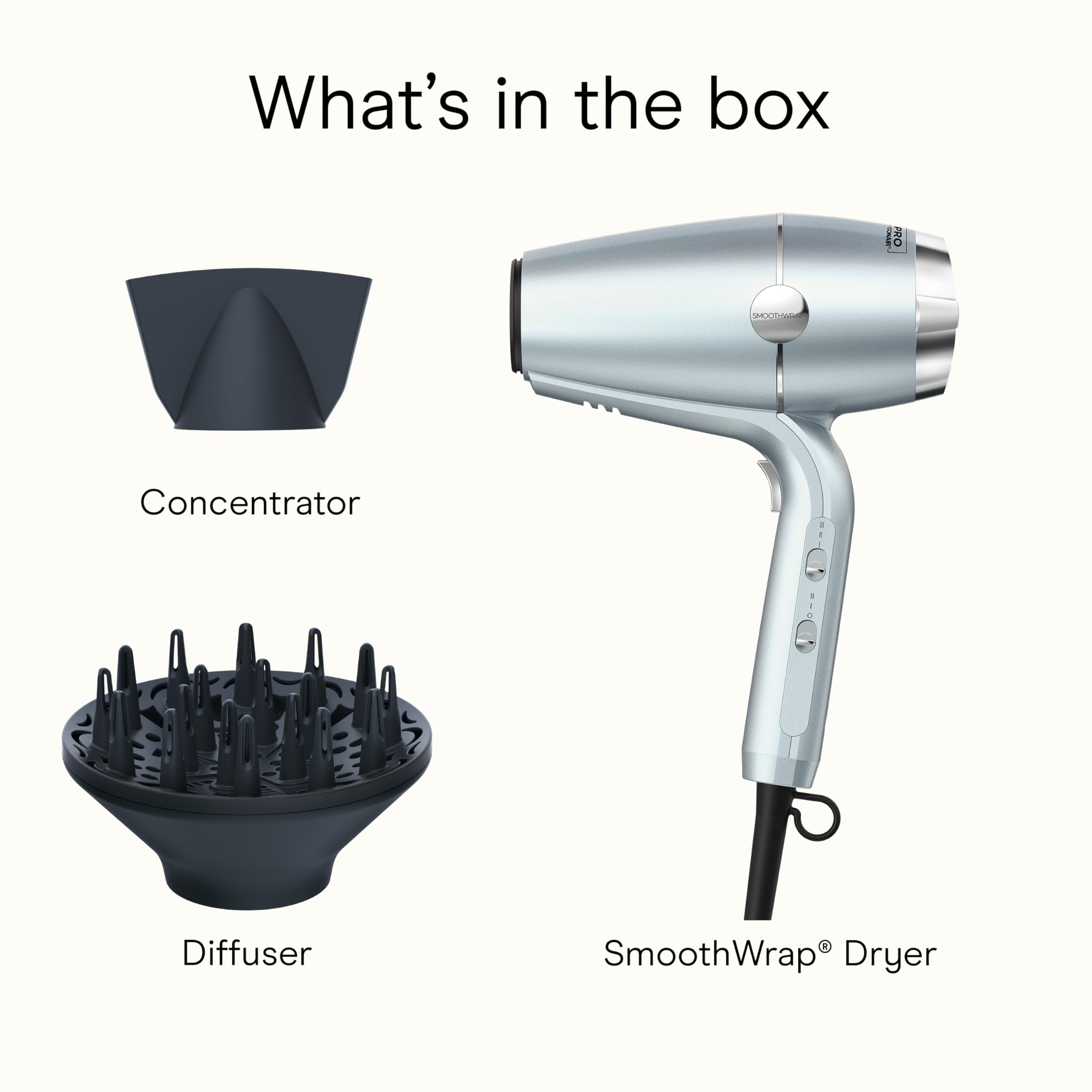Conair InfinitiPRO SmoothWrap mint lightweight motor supports fast drying with reduced effort.